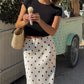 French Vintage Polka Dot Satin Skirt High Waist Silky Midi Skirt Elegant Retro Print For Women Summer Y2K Streetwear