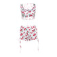 Cherry Print Women Tracksuit 2 Piece Set Casual Tank Tops+Shirring Shorts Stretch Simple Matching Streetwear Outfits