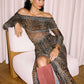 Leopard Print Two Piece Set Women Long Sleeve Strapless Top And Maxi Skirt Matching Sets Female Elegant Print Dress Set