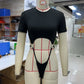Women Lingerie Thong Jumpsuit Solid Color Short Sleeve Round Neck Slim Fit Bodysuit Rompers Bodycon Sleepwear