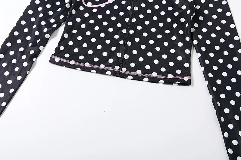 Polka Dot Letter Print 2 Piece Sets Women Outfit Hooded Long Sleeve Top and Pants Fall Fashion Jogging Set