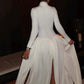 Turtleneck Elegant Irregular Hem Dress Women Fashion Classic Patchwork Full Sleeve Ruched Trend Sexy Party Long Bodycon
