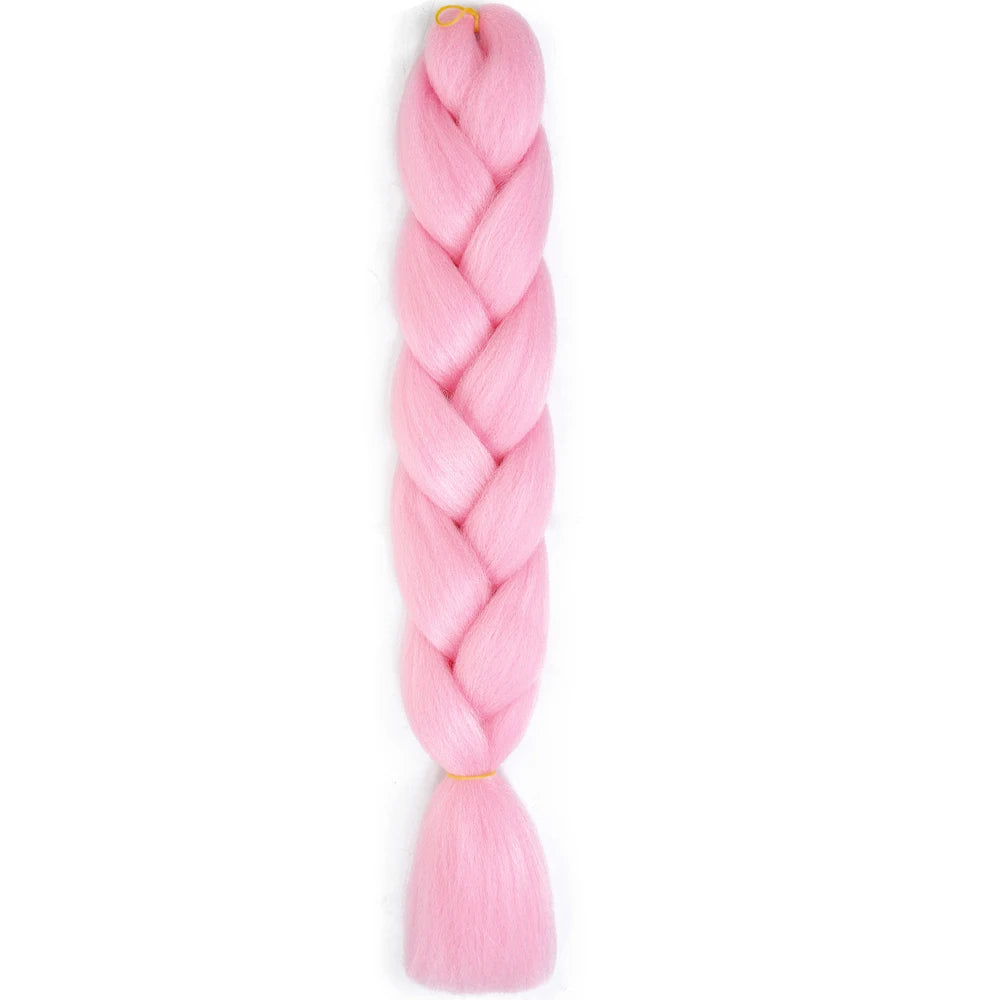 24 Inch Jumbo Box Braids Extensions Synthetic Braiding Hair DIY Hair Braids For Children Pink Purple Yellow Gray