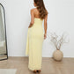 Elegant Women Strapless Maxi Dress with Waist Knot Detail and High Slit Form Fitted Evening Gown for Summer Party Club