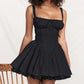 Women Summer Flowy Dress Sleeveless Square Neck Tie-up Front Short Tank Dress Casual A-line Dress Y2K Streetwear
