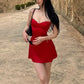 Low-Neck Dress Women Lace Patchwork Sleeveless Skinny Satin Summer Trend Party Midnight Sexy Chic Classic Bodycon