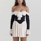 Elegant Strapless Backless Sexy Mini Dress For Women New Off-shoulder Long Flare Sleeve Pleated Club Party Dress