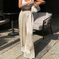 Women Satin Silk Lace Trim Pants Y2k High Street Elastic Waist Wide Leg Pj Lounge Boxer Bottoms Trendy Causal Trousers