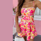 Women Boho Spaghetti Strap Mini Dress Floral Open Back Camisole Short Dress A-Line Sun Dress Summer Beach Dress