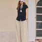 Sleeveless Button-Up Shirt with Scarf Tie, Slim Fit Office Blouse, Elegant Solid Color Workwear Top for Women