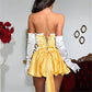 Women Mini Bandeau Dress Off Shoulder Strapless Ruffle Trim Back Bandage Ball Party Night Gown Sexy Ladies Clubwear