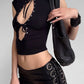 Faux Leather Metal Ring Hollow Short Women Bandage Tassels Elastic Waist Sexy Midnight Hottie Classic Streetwear