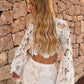 Fashion Jacquard Hollow 2 Piece Set Women Sexy Turtleneck Puff Sleeve Crop Top+Long Skirts Elegant Party Club Suits