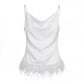 Women Feather Tank Top Summer High Street Sleeveless Fluffy Fur Cami Tops Flowy Fringe Y2k Going Out Crop Tops