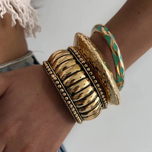 Trendy Hyperbole Irregular Geometric Metal Bangles Women Men Trendy Punk Chunky Cuff Smooth Bangles Jewelry Gift New