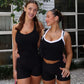 Black Ribbed Racerback Tank Top Summer Clothes Women 2024 Fashion Sexy Low Cut Deep V Neck Crop Tops