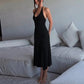 Halter Neck A-line Long Dresses Sexy Elegant Black Dresses for Woman Clothing
