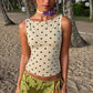 Fashion Polka Dot Print Tank Tops for Woman Clothing Crew Neck Sleeveless Top