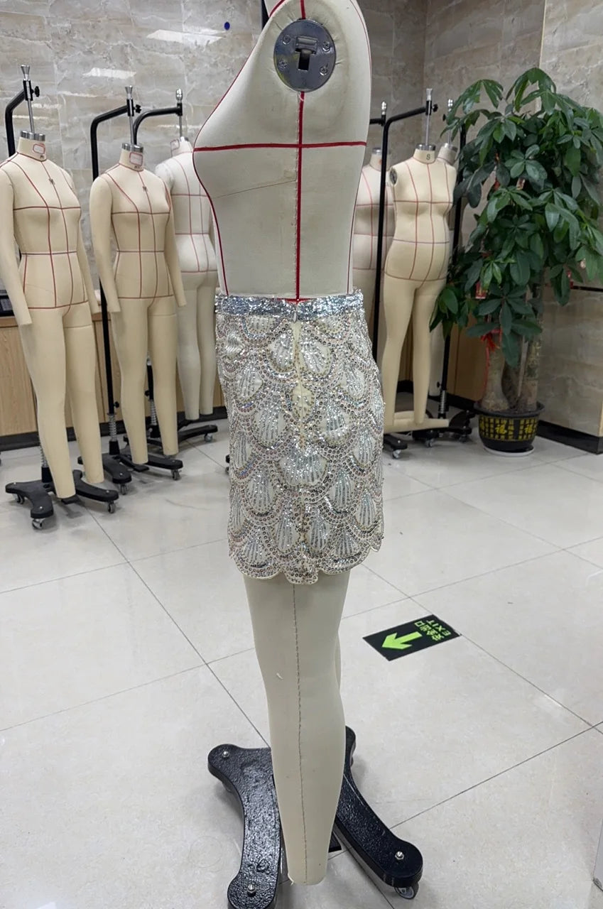 Sequined Skirts for Women Chic Casual Skirts Summer New Party Clubwear Fashion Female High Waist A-Line Skirts