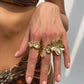 2025 New Fashion Metal Flower Open Rings for Women Creative Baroque Imitation Pearl Rings Y2K Bridal Wed Jewelry Gift