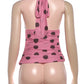 Polka Dot Print Vests Women Backless Halter Bandage Folds Sexy Midnight Hottie Music Festival Party Classic Streetwear
