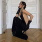 Sexy Women's Sheer Nightdress Backless Spaghetti Strap See Through Stripe Long Dress Sleepwear Lingerie Party Clubwear