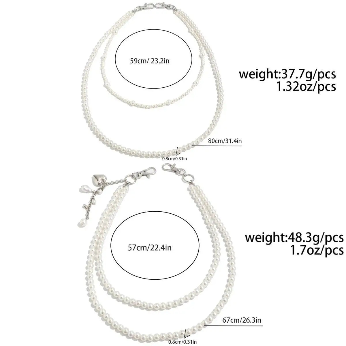 Exquisite Baroque Imitation Pearl Wallet Belt Chain Keychain Men Women Fashion HipHop Heart Pendant Jeans Chain Jewelry