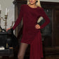 Long Sleeve Draped Ruched Sexy Maxi Dress For Women Gown Fashion Solid O Neck Bodycon Club Elegant Mini Dress Vestido