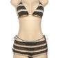 Ripped Tassel 3Piece Set Women Sexy Crochet Y2K Bandage Bra+Thong+Shorts Beach Vacation Midnight Club Party Swimsuit