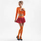 Women Skirt Set Long Sleeve Hollowed Crop Top with Mini Skirt Stockings Clubwear Summer Outfit Halloween Velma Costume