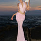 Sexy 2-Piece Set Women Halter Patchwork Fishbone Irregular Hem Deep v-Neck Vest+Folds Mesh Tassel (Long) Skirt Suit