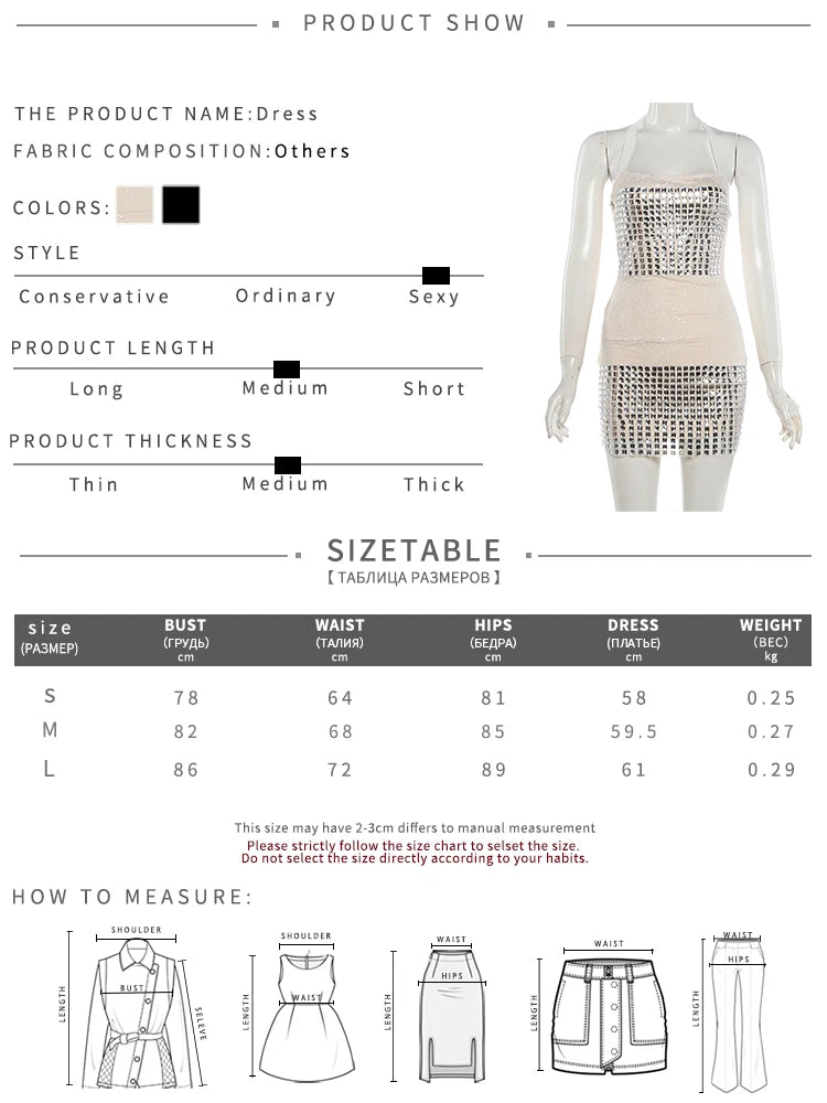Fake Diamond Sticker Decoration Dress Women Flower Halter Bandage Patchwork Chest Wrap Skinny Midnight Chic Bodycon