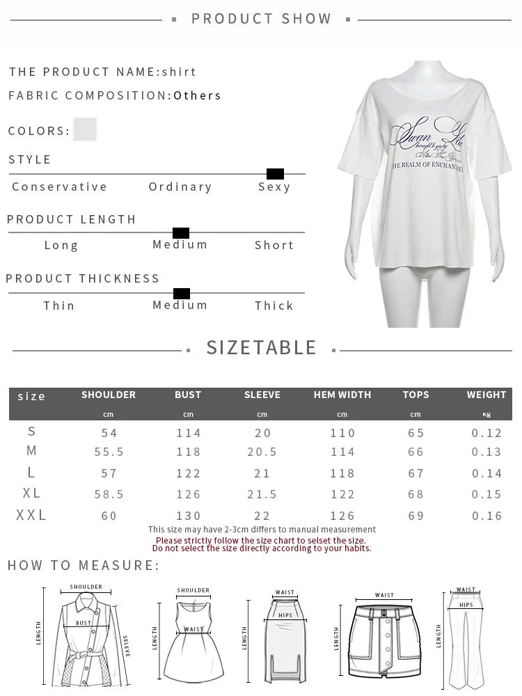 Slanted Dhoulders Woman T-shirt Letter Print Basic Casual Relax Soft Street Basic Classic Fashionable Slim Chic Tees