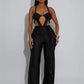 Hollow Jumpsuit Women Halter Chest Wrapped Waistless Backless Bandage Appliques Sexy Hottie High Street Hipster Overalls