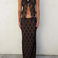 Women Sexy 2 Piece Outfits Skirt Sets Off Shoulder Strapless Sleeveless Lace See Through Tube Top Mesh Long Skirt Set
