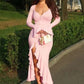 Flare Long Sleeve Ruffle Sexy Maxi Dress Women Autumn Pink V Neck Single-breasted High Waist Club Long Dresses Female