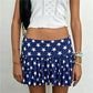 Women Low Waist Fold Over Pleated Mini Skirt Y2K Ruched Flared A Line Short Skirt Summer Casual Fairy Skirt