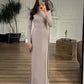 Casual Elegant 2 Piece Set Women o-Neck Skinny High Splits Maxi Dress+Solid Straight Pants Daily Simple Fashion Suit
