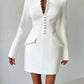 Long Sleeve Single-breasted Sexy Mini Blazer Dress Women Turtleneck Two Pocket Club Party Blazers Dress Office Lady