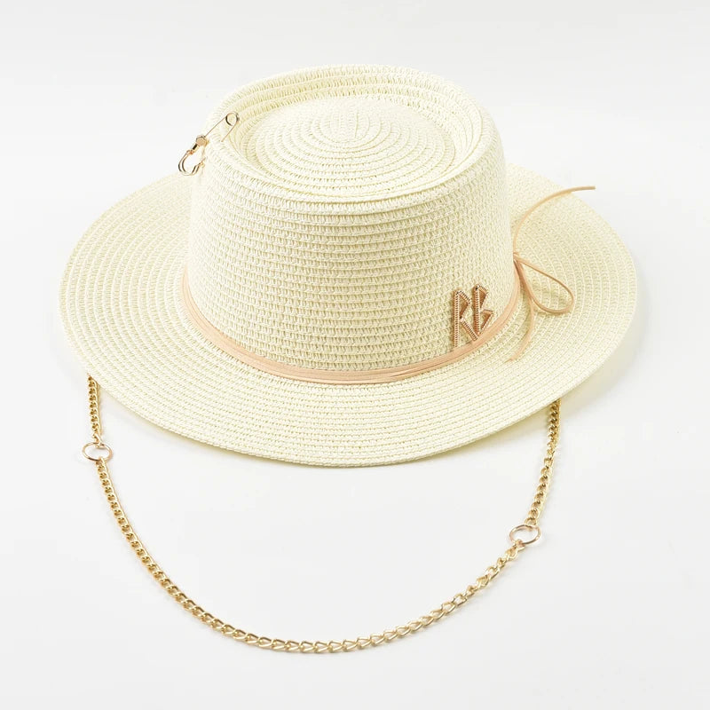 Spring Summer Straw Hats for Women Ribbon Decoration Elegant Ladies Party Dress Hats Travel Beach Sun Hat Chapeau Femme