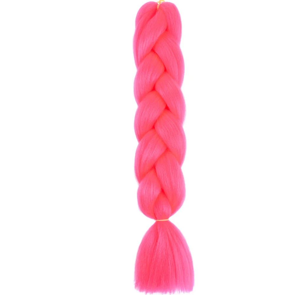 24 Inch Jumbo Box Braids Extensions Synthetic Braiding Hair DIY Hair Braids For Children Pink Purple Yellow Gray