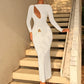 Hardwear Detail Hollow Long Sleeve Maxi Dress for Woman Elegant White Party Dresses Fall Clothes 2025