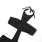 Fitness Women 2 Piece Set Stretch Tube Top+Skinny Halter Jumpsuit Street Matching Party Midnight Sexy Backless Overalls