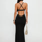 Lace Spaghetti Strap Sexy Maxi Dress Women Gown Black Deep V Neck Sleeveless Backless Bodycon Club Party Long Dresses