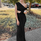 Sexy Sleeveless Hollow Out Pleated Patchwork Maxi Dress For Women High Waist Off-shoulder Slim Club Party Long Dress