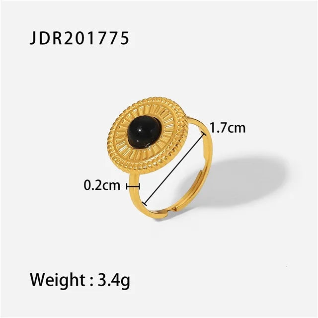 New Design Natural Stone Stainless Steel Ring Women Waterproof Stylish Golden Jewelry 2022 NEW Set