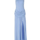 Sleeveless High Split Pleated Long Dresses Sexy White Holiday Dresses for Woman