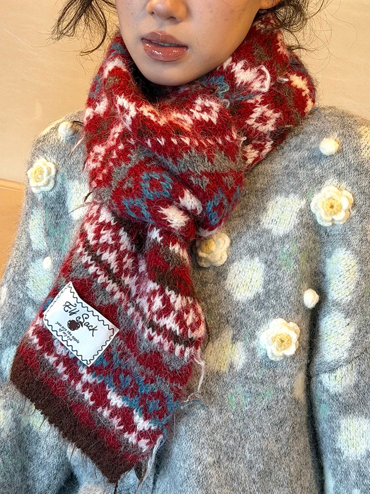 2025 Winter New Arrivals Y2K Bohemian Stripe Panel Neck Warmer Accessory For Woman