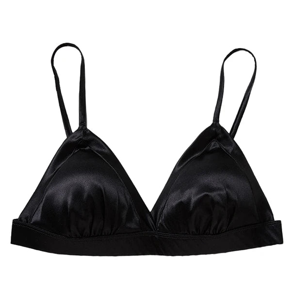 93.8% Real Mulberry Silk Women's Bralette Wireless Bra Triangle Cups Removable Padded Wire Free Lightly Lined Everyday