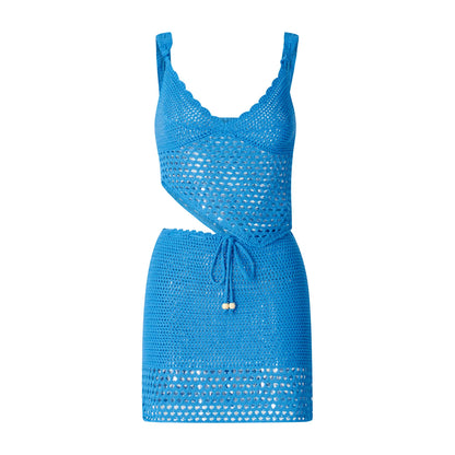 Women Summer 2 Piece Mini Skirt Set Off Shoulder Hollow Out Tube Top Bodycon Skirt Crochet Knit Short Skirt Outfits